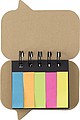 Paper, wire bound sticky note booklet with 5 colours of small sticky notes