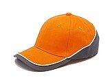 PASCAL two tone six panel cap, orange/grey