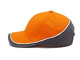 PASCAL two tone six panel cap, orange/grey