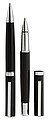 Pen and roller in paper box, black