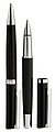 Pen and roller in paper box, black