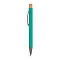 pen made from recycled aluminium with bamboo pusher, turquoise