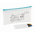 Pencil case with 4 crayons, baby blue