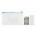 Pencil case with 4 crayons, baby blue