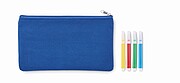 Pencil case with markers, royal blue