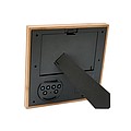 Photo frame in bamboo with weather station. Displays time, date and temperature.