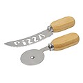 Pizza cutter set, silver|brown