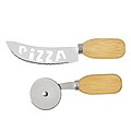 Pizza cutter set, silver|brown