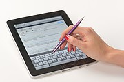 Plastic ball pen with touch function, purple