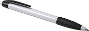 Plastic ballpen with a black clip and rubber grip