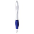 Plastic ballpen with coloured rubber grip, blue ink