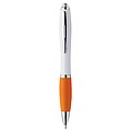 Plastic ballpen with coloured rubber grip, blue ink