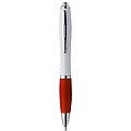 Plastic ballpen with coloured rubber grip, blue ink