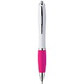 Plastic ballpen with coloured rubber grip, blue ink
