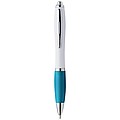 Plastic ballpen with coloured rubber grip, blue ink
