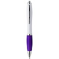 Plastic ballpen with coloured rubber grip, blue ink