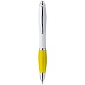 Plastic ballpen with coloured rubber grip, blue ink