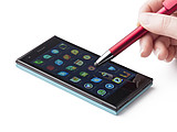 Plastic ballpen with phone holder and rubber tip
