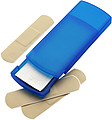 Plastic case with five plastersCobalt blue