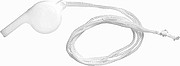 Plastic whistle with neck cord