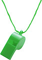 Plastic whistle with neck cord
