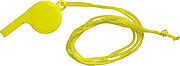 Plastic whistle with neck cord