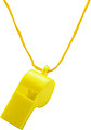 Plastic whistle with neck cord