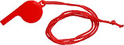 Plastic whistle with neck cord