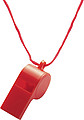 Plastic whistle with neck cord