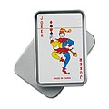 Playing cards in tin box, matt silver