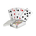 Playing cards in tin box, matt silver