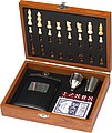 Playset with hip flask, chess and card game
