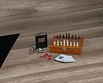 Playset with hip flask, chess and card game