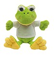 Plush frog with soft fur and white T-shirt,colour green, white