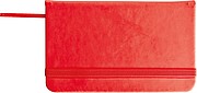 Pocketbook with bookmark and elastic strap, red