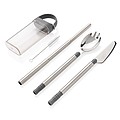 Pocketsize reusable cutlery set on-the-go,silver, grey