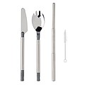 Pocketsize reusable cutlery set on-the-go,silver, grey