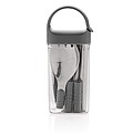 Pocketsize reusable cutlery set on-the-go,silver, grey