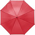 Polyester (170T) automatic umbrella with eight panels. Metal and fibreglass frame and EVA handle.