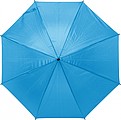 Polyester (170T) automatic umbrella with eight panels. Metal and fibreglass frame and EVA handle.