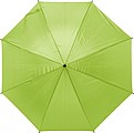 Polyester (170T) automatic umbrella with eight panels. Metal and fibreglass frame and EVA handle.