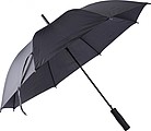 Polyester (170T) automatic umbrella with eight panels. Metal and fibreglass frame and EVA handle.