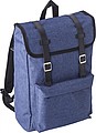 Polyester (300D + 210D) backpack with zippered front pocket.