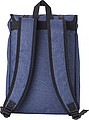 Polyester (300D + 210D) backpack with zippered front pocket.