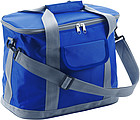 Polyester (420D) cooler bag with aluminium lining, a front pocket, and adjustable carry strap.