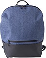 Polyester (600D + 300D) backpack with zippered front pocket and adjustable shoulder straps.