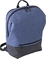 Polyester (600D + 300D) backpack with zippered front pocket and adjustable shoulder straps.