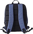 Polyester (600D + 300D) backpack with zippered front pocket and adjustable shoulder straps.