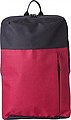 Polyester (600D) backpack with zippered front pocket. Adjustable and padded shoulder straps.