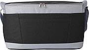 Polyester (600D) cooler bag with PEVA lining on the interior. Open front pocket.